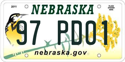 NE license plate 97PD01