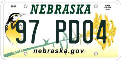 NE license plate 97PD04