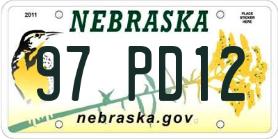 NE license plate 97PD12