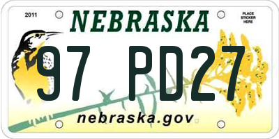 NE license plate 97PD27