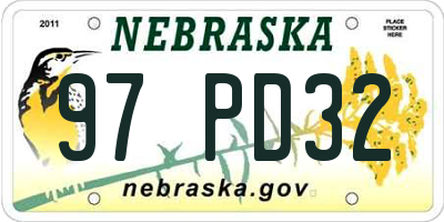 NE license plate 97PD32