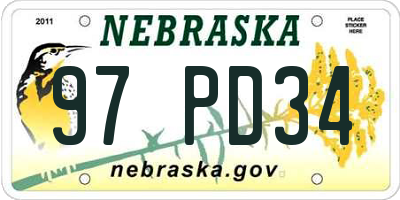 NE license plate 97PD34