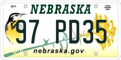 NE license plate 97PD35