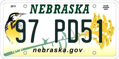 NE license plate 97PD51