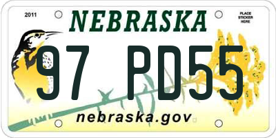NE license plate 97PD55