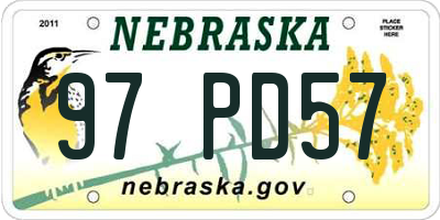 NE license plate 97PD57