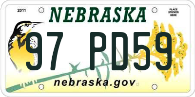 NE license plate 97PD59
