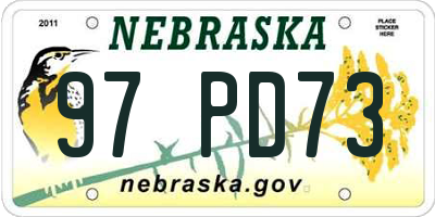 NE license plate 97PD73