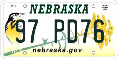 NE license plate 97PD76