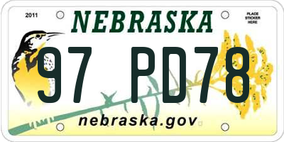 NE license plate 97PD78