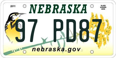 NE license plate 97PD87