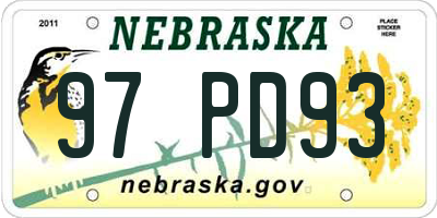 NE license plate 97PD93
