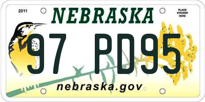 NE license plate 97PD95