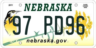NE license plate 97PD96