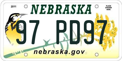 NE license plate 97PD97