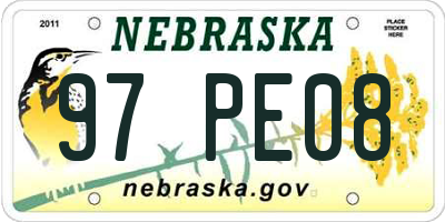 NE license plate 97PE08