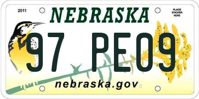 NE license plate 97PE09