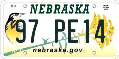 NE license plate 97PE14