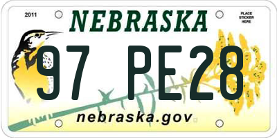 NE license plate 97PE28