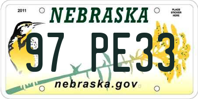 NE license plate 97PE33