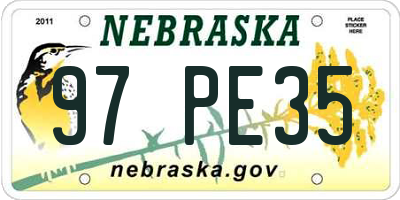 NE license plate 97PE35