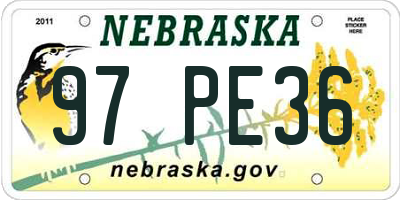 NE license plate 97PE36