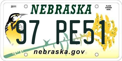 NE license plate 97PE51