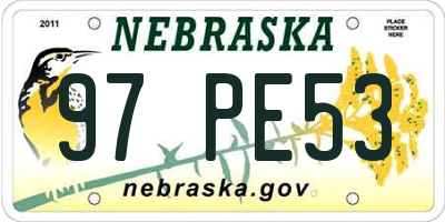 NE license plate 97PE53