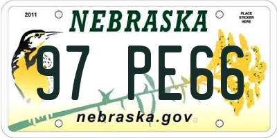 NE license plate 97PE66