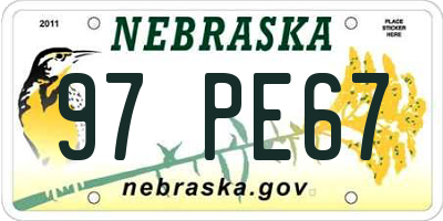 NE license plate 97PE67