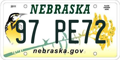 NE license plate 97PE72