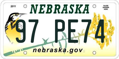 NE license plate 97PE74