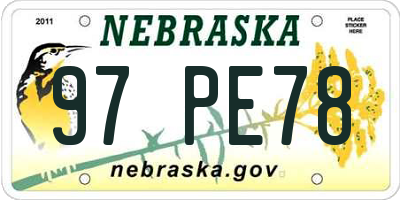 NE license plate 97PE78