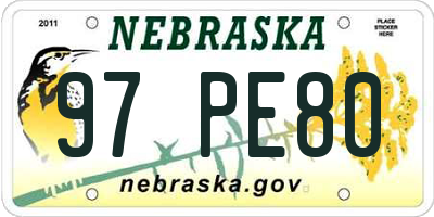 NE license plate 97PE80