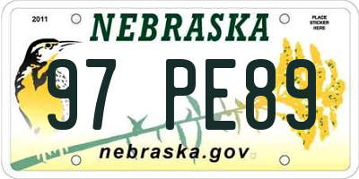 NE license plate 97PE89