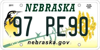 NE license plate 97PE90