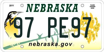 NE license plate 97PE97