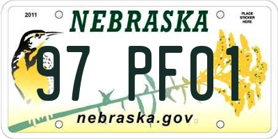 NE license plate 97PF01