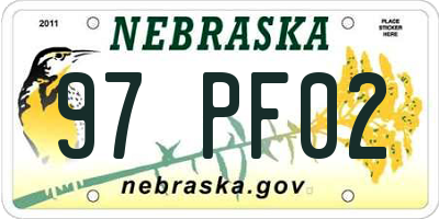 NE license plate 97PF02