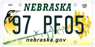 NE license plate 97PF05