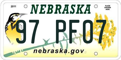 NE license plate 97PF07