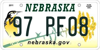 NE license plate 97PF08