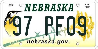 NE license plate 97PF09