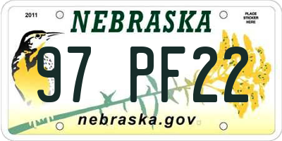 NE license plate 97PF22