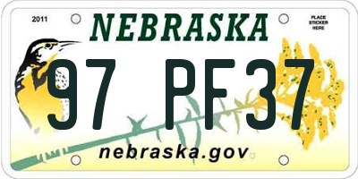 NE license plate 97PF37