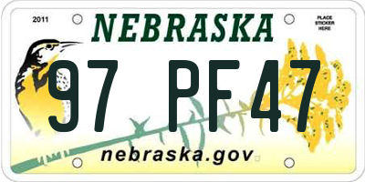NE license plate 97PF47