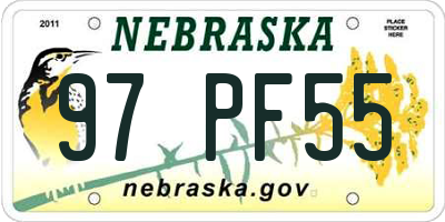 NE license plate 97PF55