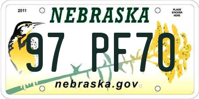 NE license plate 97PF70