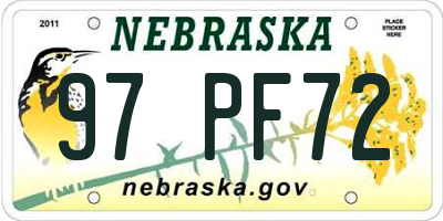 NE license plate 97PF72