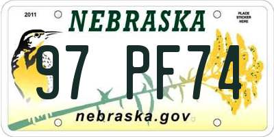 NE license plate 97PF74